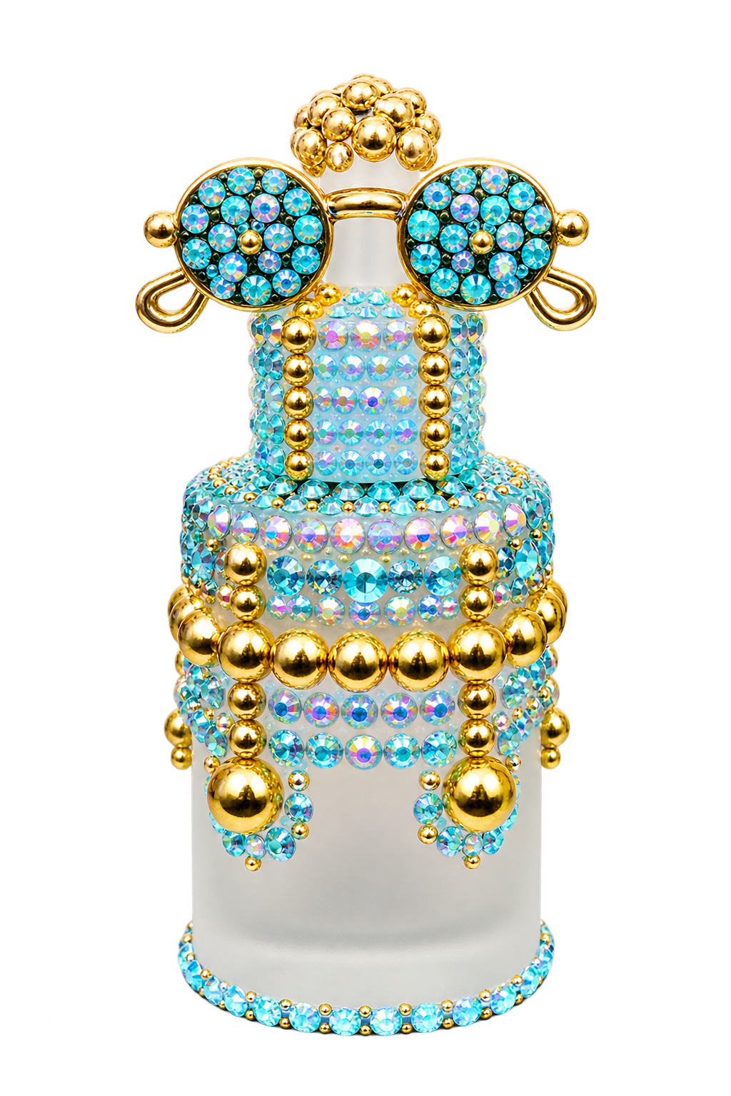Blue and Gold decorated full size perfume bottle