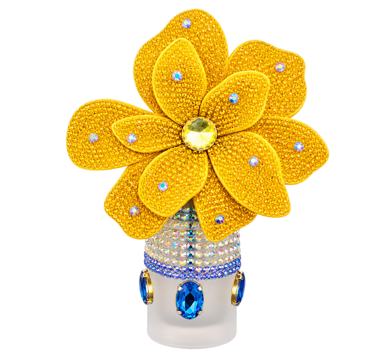 Yellow Flower decorated full size perfume bottle